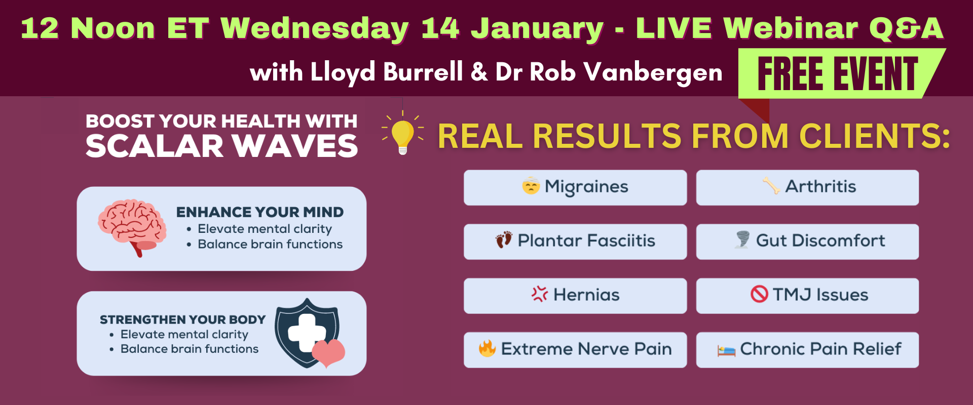 14 January - LIVE Webinar Q&A  with Lloyd Burrell & Dr Rob Vanbergen